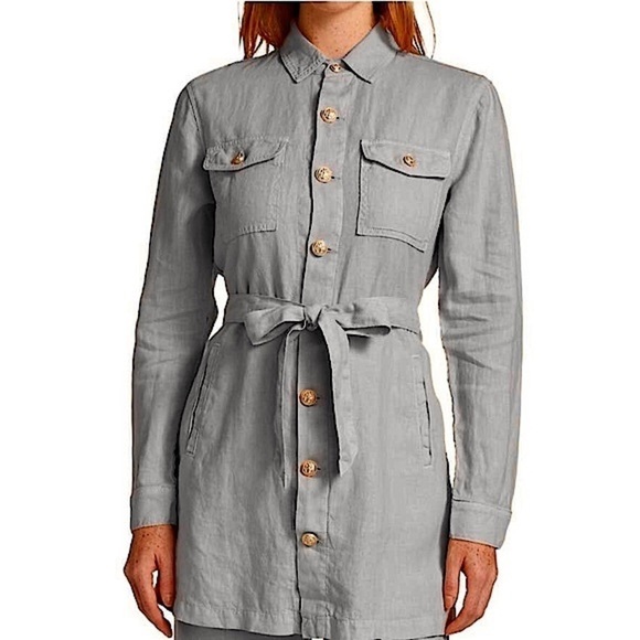 NWT L’AGENCE Tie Belt Utility Canvas Button Front Military Safari Jacket Dress S - Picture 1 of 9